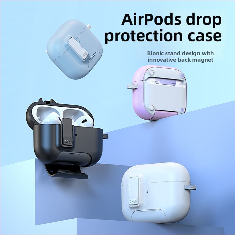 Ochranný kryt pre AirPods Pro 3 a Pro 2 s pop-up oknom; TPU+PC škrupina s hliníkovou sponou; prenosný mäkký obal