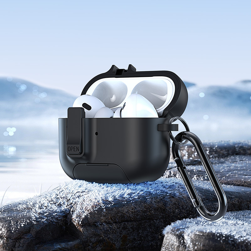 Θήκη προστασίας AirPods Pro 3 με pop-up παράθυρο — TPU+PC περίβλημα, αλουμινένιος σφιγκτήρας, πολυλειτουργική και φορητή