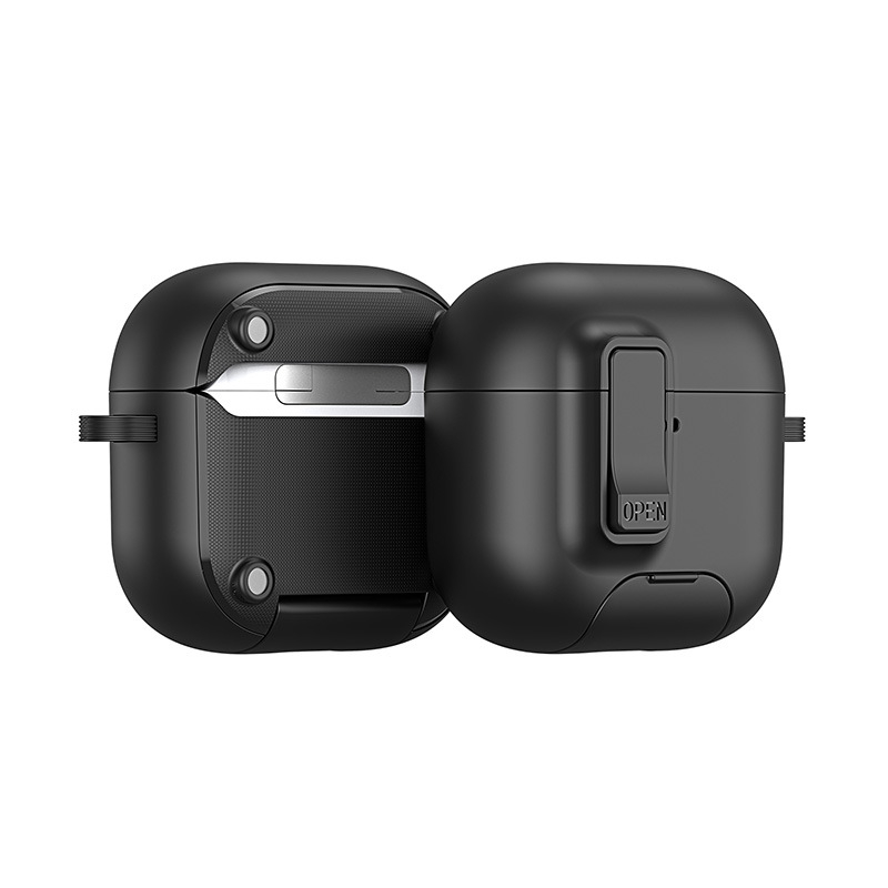 Θήκη προστασίας AirPods Pro 3 με pop-up παράθυρο — TPU+PC περίβλημα, αλουμινένιος σφιγκτήρας, πολυλειτουργική και φορητή