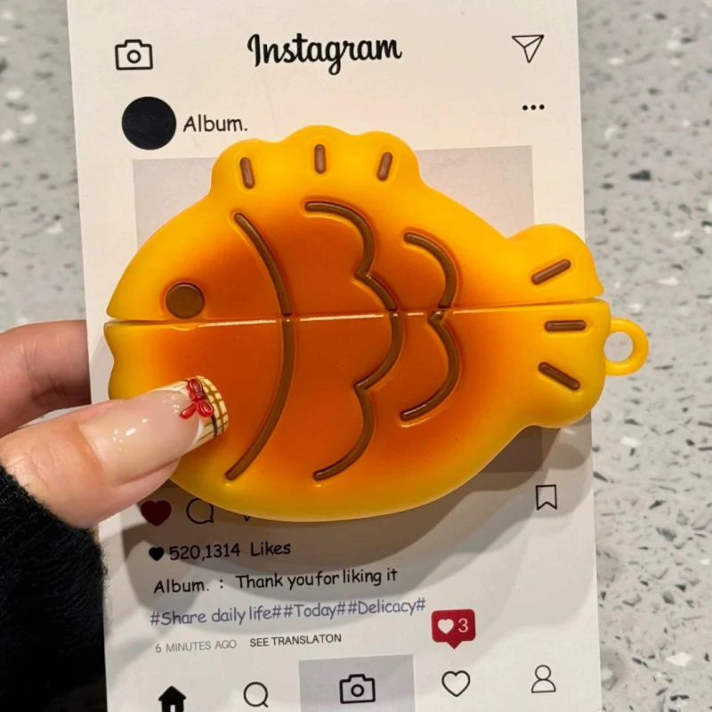 Θήκη προστασίας AirPods με θέμα ψαριού από σιλικόνη, καρτούν στυλ, κατασκευή με έγχυση