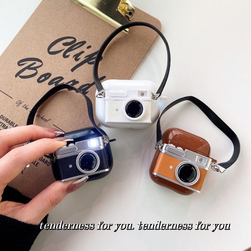 Fénylő antik bőr textúrájú AirPods védőtok – TPU anyag, ragasztott kivitelezés, hordozható, Apple-kompatibilis, testreszabás támogatott