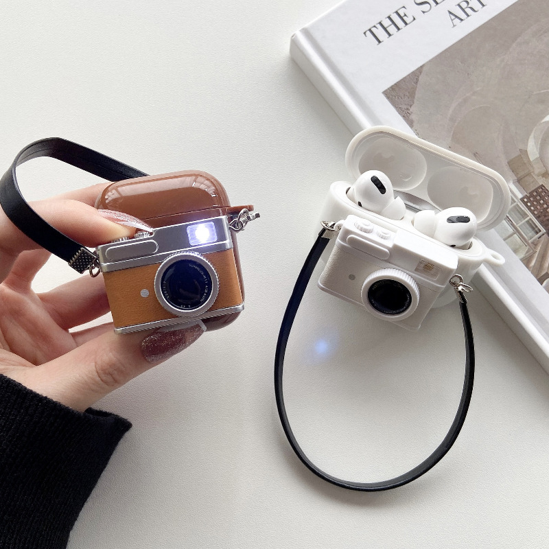 Fénylő antik bőr textúrájú AirPods védőtok – TPU anyag, ragasztott kivitelezés, hordozható, Apple-kompatibilis, testreszabás támogatott