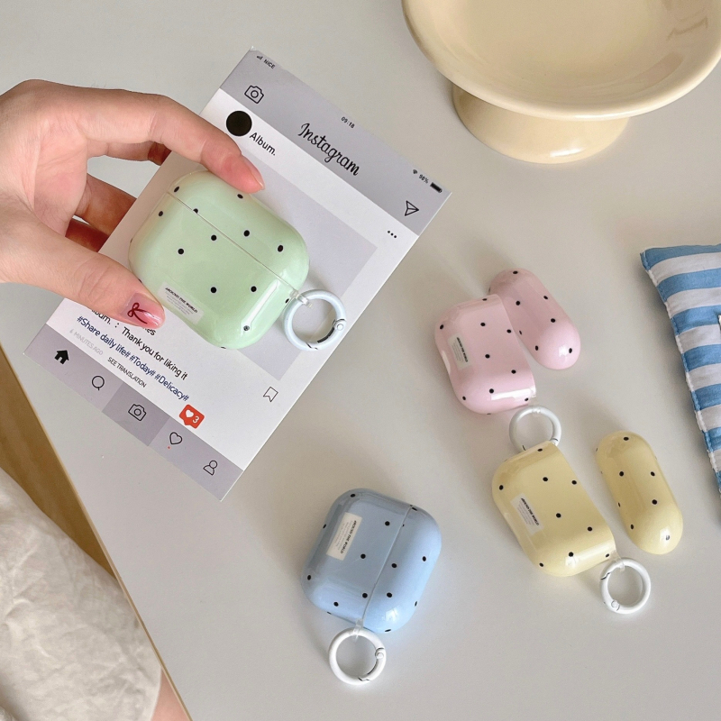 Carcasă de protecție pentru AirPods 4 generație, cu model cu buline în stil desen animat; TPU husă moale; imprimare prin transfer termic
