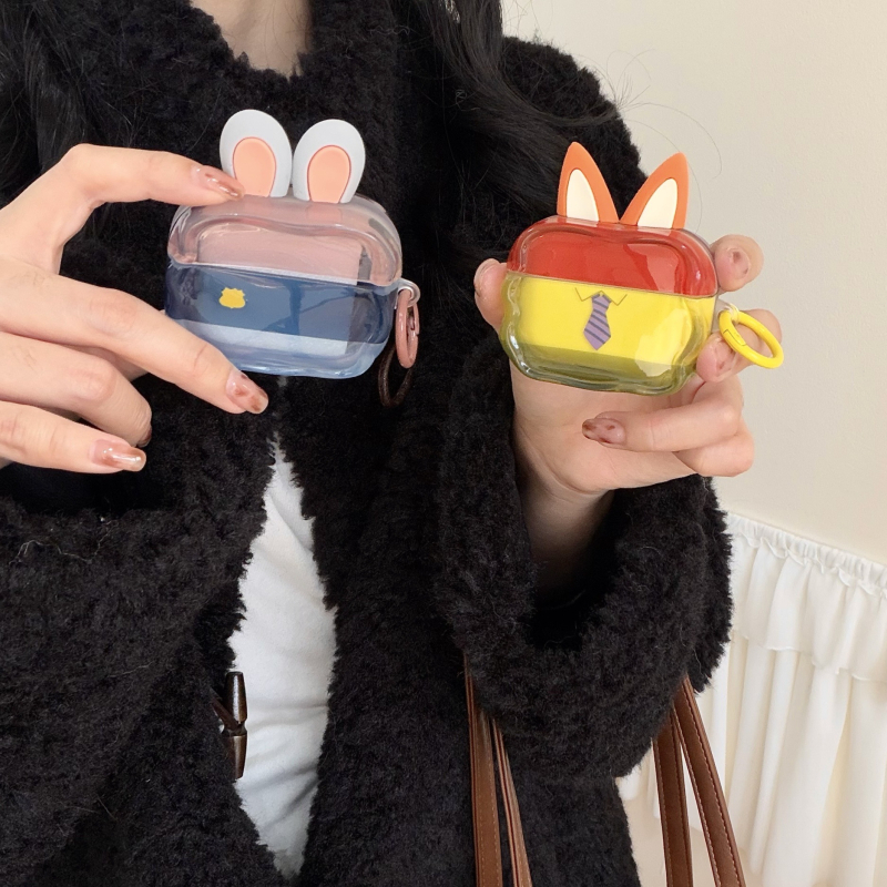 AirPods tok Zootopia design Nick és Judy, domborított TPU, hordozható, univerzális kompatibilitás Apple eszközökkel
