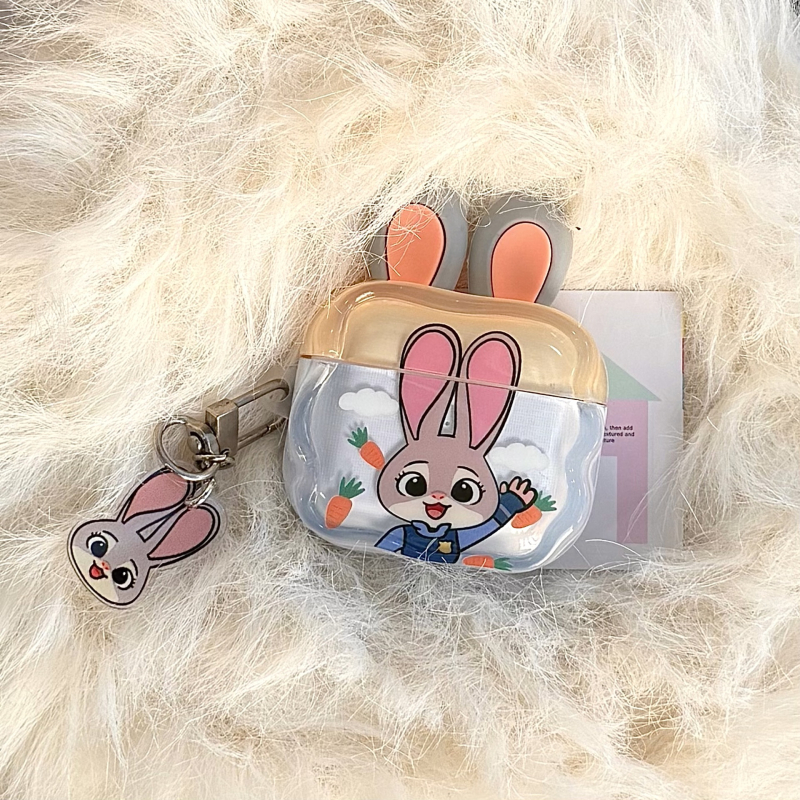 AirPods tok Zootopia design Nick és Judy, domborított TPU, hordozható, univerzális kompatibilitás Apple eszközökkel