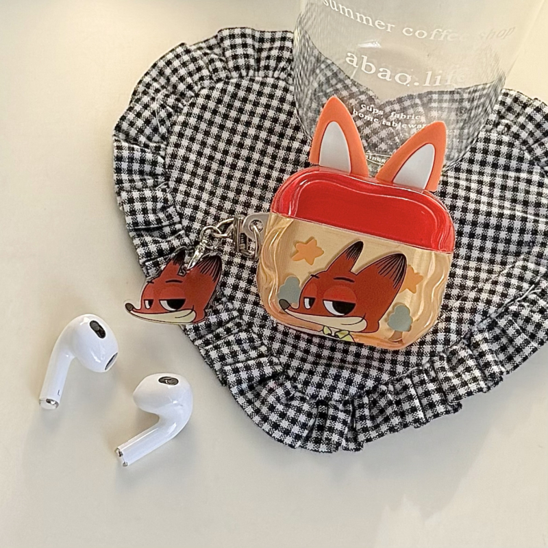 AirPods tok Zootopia design Nick és Judy, domborított TPU, hordozható, univerzális kompatibilitás Apple eszközökkel