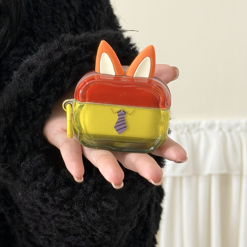 AirPods tok Zootopia design Nick és Judy, domborított TPU, hordozható, univerzális kompatibilitás Apple eszközökkel