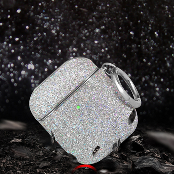 Husă de protecție pentru AirPods Pro/2/3, husă rigidă, PC material, electroplating, glitter design (Material: PC • Stil: Carcasă rigidă • Tehnologie: Electroplating • Design: Glitter • Potrivit: AirPods Pro/2/3)