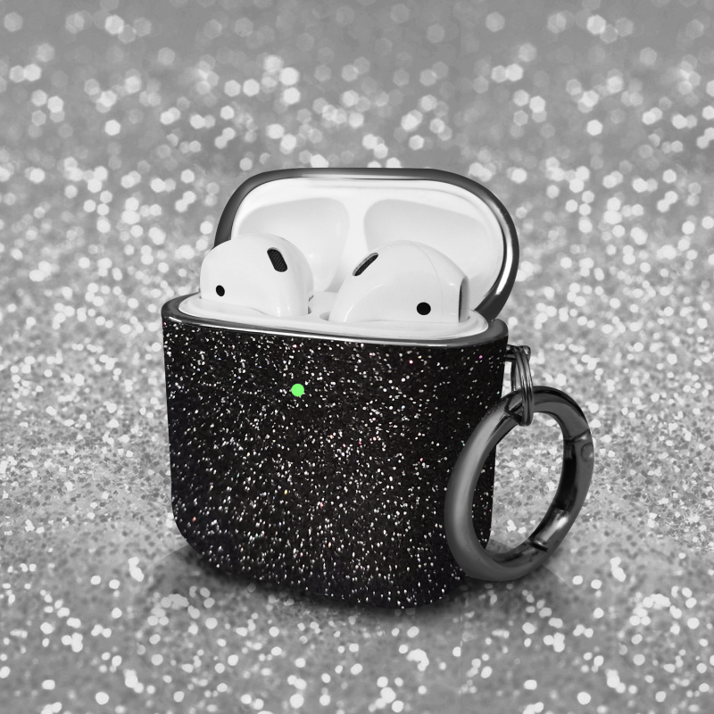 Husă de protecție pentru AirPods Pro/2/3, husă rigidă, PC material, electroplating, glitter design (Material: PC • Stil: Carcasă rigidă • Tehnologie: Electroplating • Design: Glitter • Potrivit: AirPods Pro/2/3)
