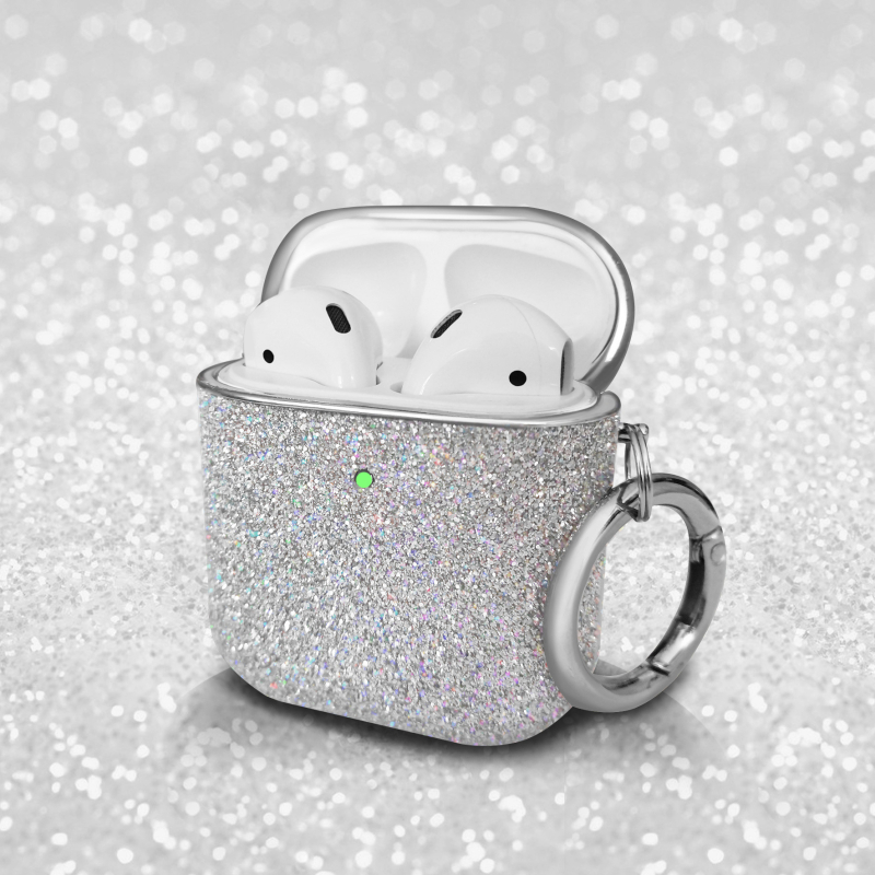 Husă de protecție pentru AirPods Pro/2/3, husă rigidă, PC material, electroplating, glitter design (Material: PC • Stil: Carcasă rigidă • Tehnologie: Electroplating • Design: Glitter • Potrivit: AirPods Pro/2/3)