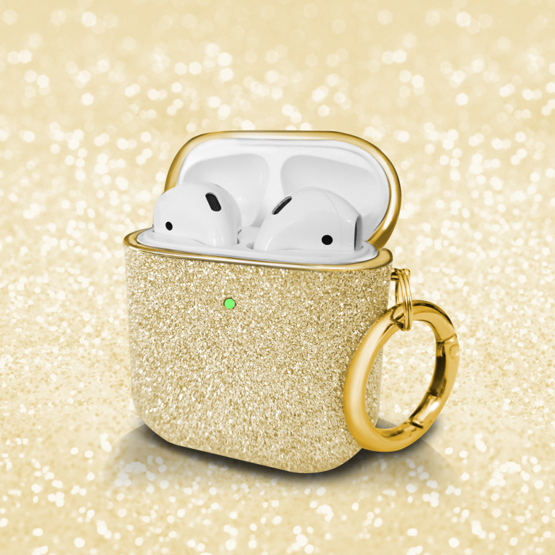 Husă de protecție pentru AirPods Pro/2/3, husă rigidă, PC material, electroplating, glitter design (Material: PC • Stil: Carcasă rigidă • Tehnologie: Electroplating • Design: Glitter • Potrivit: AirPods Pro/2/3)