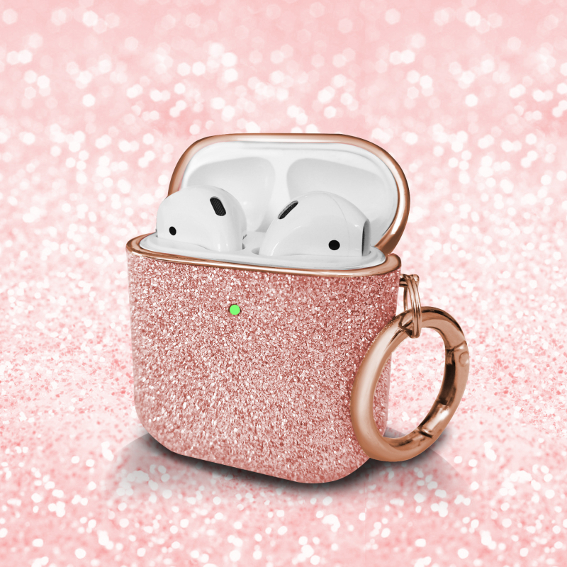 Husă de protecție pentru AirPods Pro/2/3, husă rigidă, PC material, electroplating, glitter design (Material: PC • Stil: Carcasă rigidă • Tehnologie: Electroplating • Design: Glitter • Potrivit: AirPods Pro/2/3)