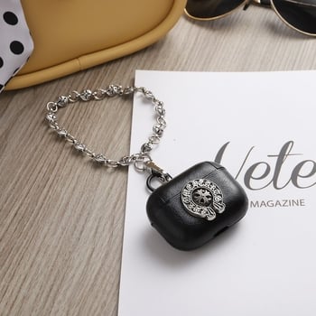 Θήκη προστασίας από τεχνητό δέρμα για AirPods Pro 2ης γενιάς και AirPods 3ης γενιάς, με 3D Cro Heart σχέδιο, καθολική, χειροποίητη