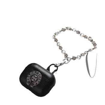 Θήκη προστασίας από τεχνητό δέρμα για AirPods Pro 2ης γενιάς και AirPods 3ης γενιάς, με 3D Cro Heart σχέδιο, καθολική, χειροποίητη