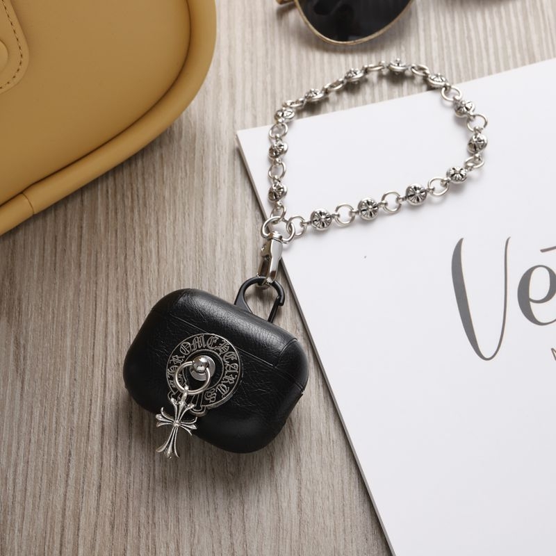 Θήκη προστασίας από τεχνητό δέρμα για AirPods Pro 2ης γενιάς και AirPods 3ης γενιάς, με 3D Cro Heart σχέδιο, καθολική, χειροποίητη