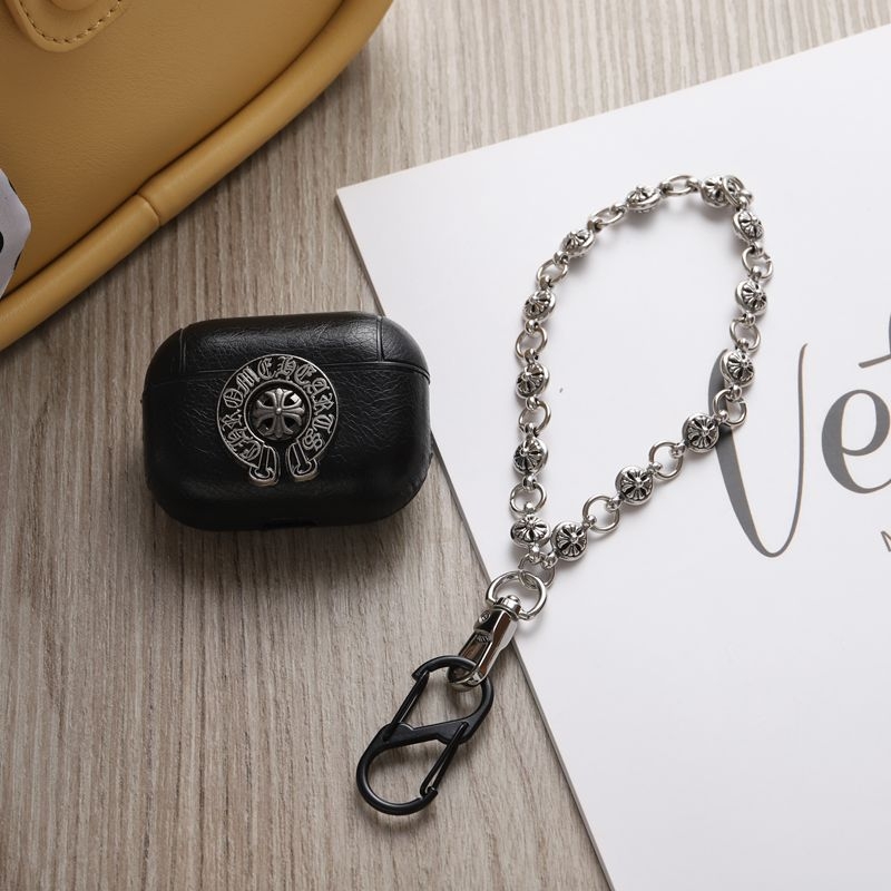 Θήκη προστασίας από τεχνητό δέρμα για AirPods Pro 2ης γενιάς και AirPods 3ης γενιάς, με 3D Cro Heart σχέδιο, καθολική, χειροποίητη