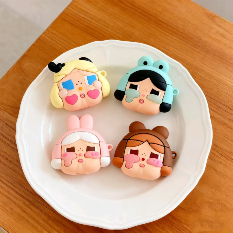 Калъф за AirPods Pro 2 с карикатурен дизайн на плачещо бебе Alice, PVC материал, инжекционно формован мек корпус, съвместим с Apple устройства