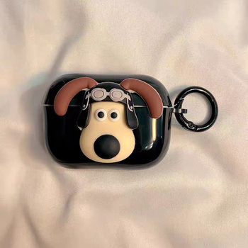TPU védőtok Apple AirPods Pro 2-hoz, 3D karikatúra kutya dizájnnal, hordozható, all-in-one stílus, ragasztó kivitel