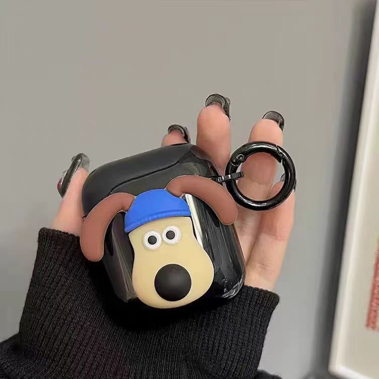 TPU védőtok Apple AirPods Pro 2-hoz, 3D karikatúra kutya dizájnnal, hordozható, all-in-one stílus, ragasztó kivitel