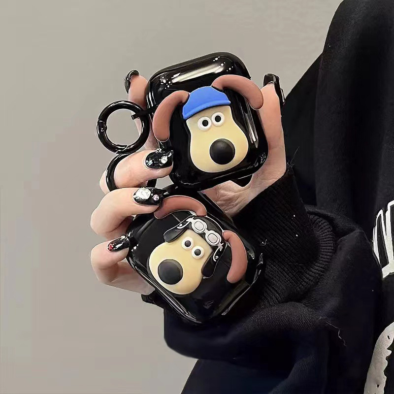 TPU védőtok Apple AirPods Pro 2-hoz, 3D karikatúra kutya dizájnnal, hordozható, all-in-one stílus, ragasztó kivitel