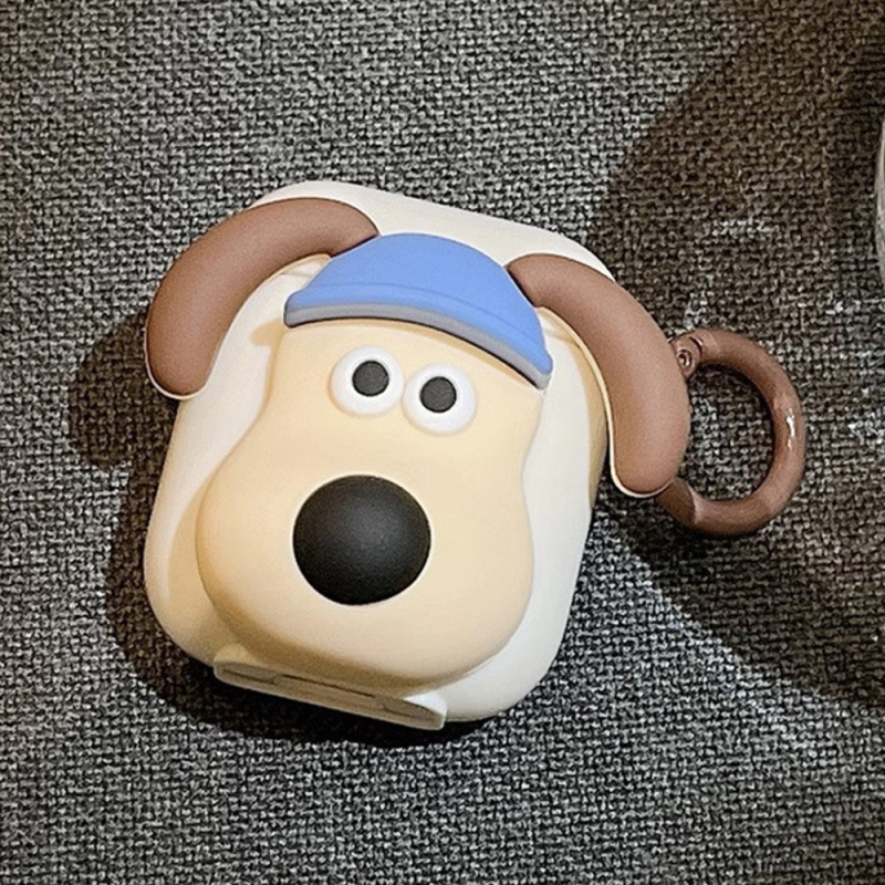 TPU védőtok Apple AirPods Pro 2-hoz, 3D karikatúra kutya dizájnnal, hordozható, all-in-one stílus, ragasztó kivitel