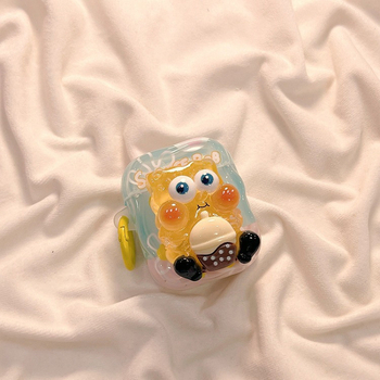 Калъф за AirPods с 3D дизайн на СпонджБоб (TPU • Карикатурен стил • Ръчна изработка • Персонализация • Съвместим с Apple AirPods)