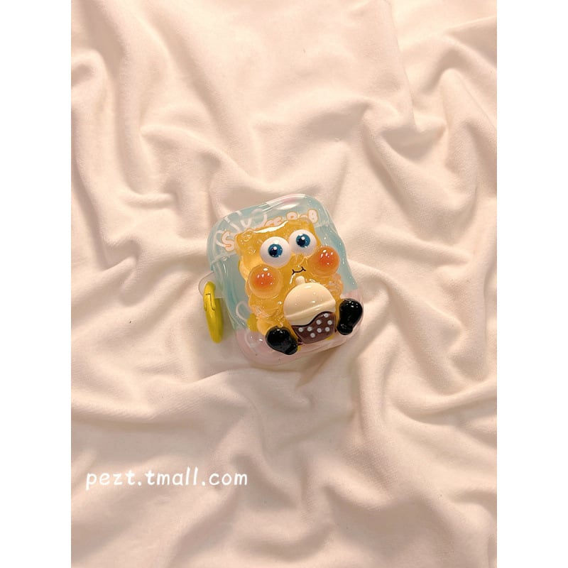 Калъф за AirPods с 3D дизайн на СпонджБоб (TPU • Карикатурен стил • Ръчна изработка • Персонализация • Съвместим с Apple AirPods)