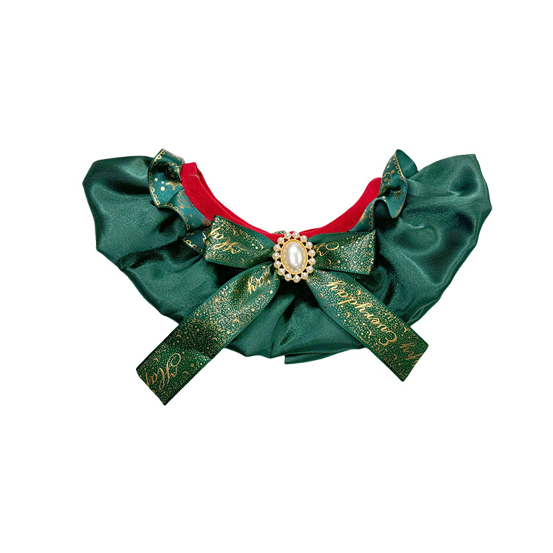 Háziállat karácsonyi nyakörv masnival – Poliészter, Univerzális illeszkedés, Shanghai-ban gyártva