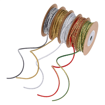 DIY szalag ajándékcsomagoláshoz – szövött szalag fémszálakkal, színkontraszt mintázat, 10 yard hosszúságú