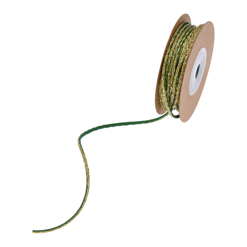 DIY szalag ajándékcsomagoláshoz – szövött szalag fémszálakkal, színkontraszt mintázat, 10 yard hosszúságú