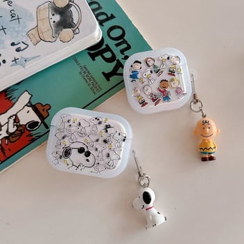 Carcasa TPU pentru AirPods cu design Snoopy, transparentă, compatibilă cu AirPods 1/2/3/4