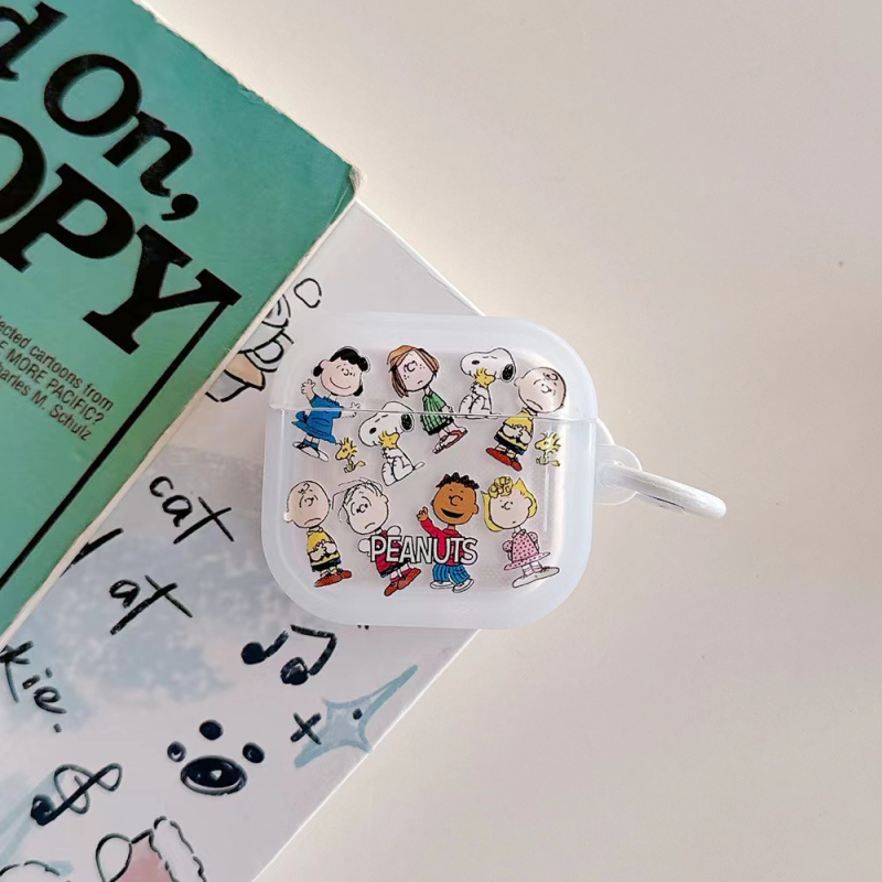 Carcasa TPU pentru AirPods cu design Snoopy, transparentă, compatibilă cu AirPods 1/2/3/4