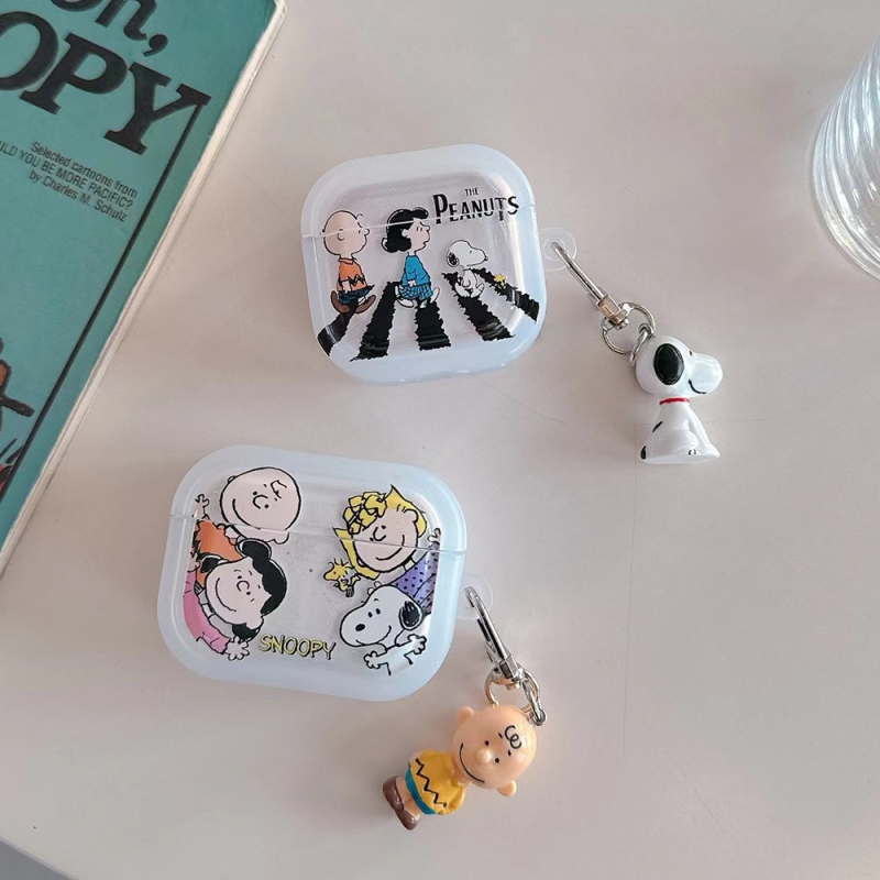 Carcasa TPU pentru AirPods cu design Snoopy, transparentă, compatibilă cu AirPods 1/2/3/4