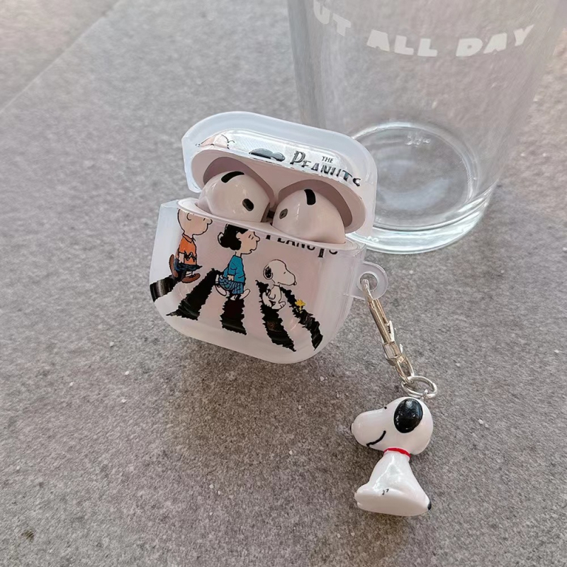 Carcasa TPU pentru AirPods cu design Snoopy, transparentă, compatibilă cu AirPods 1/2/3/4