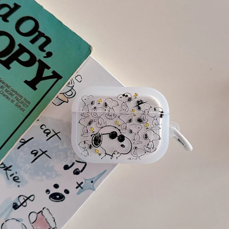 Carcasa TPU pentru AirPods cu design Snoopy, transparentă, compatibilă cu AirPods 1/2/3/4