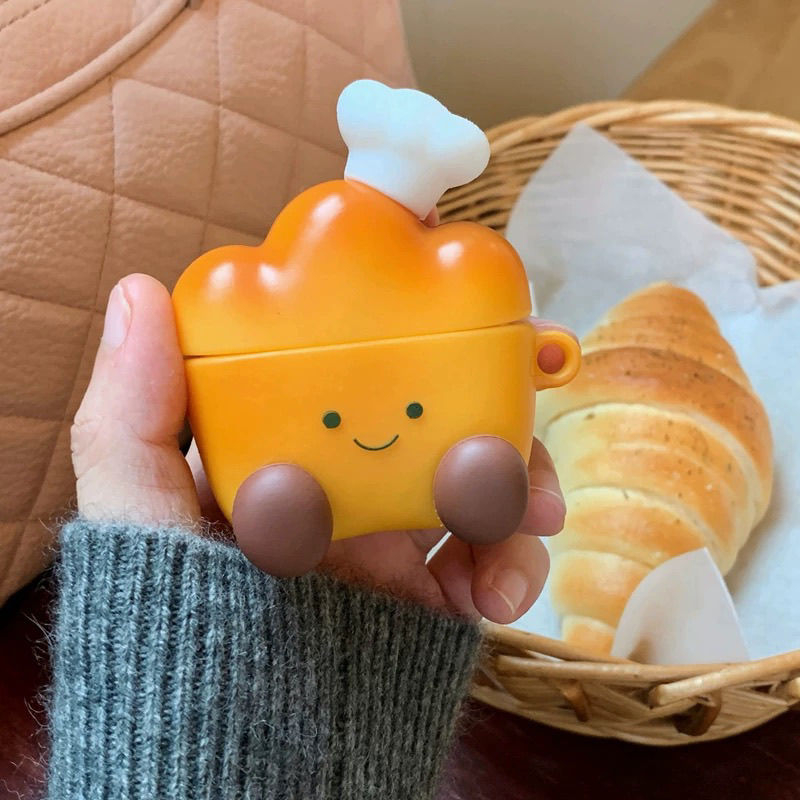 Silikonska futrola za AirPods Pro 3 s crtanim dizajnom kruha, kompatibilna s generacijama 1–4