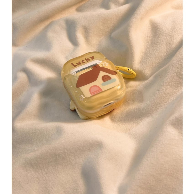 AirPods Pro триизмерен кейс във форма на къща, за 3-то поколение и съвместим с 4-то поколение, TPU тиснен релеф, мультяшен стил