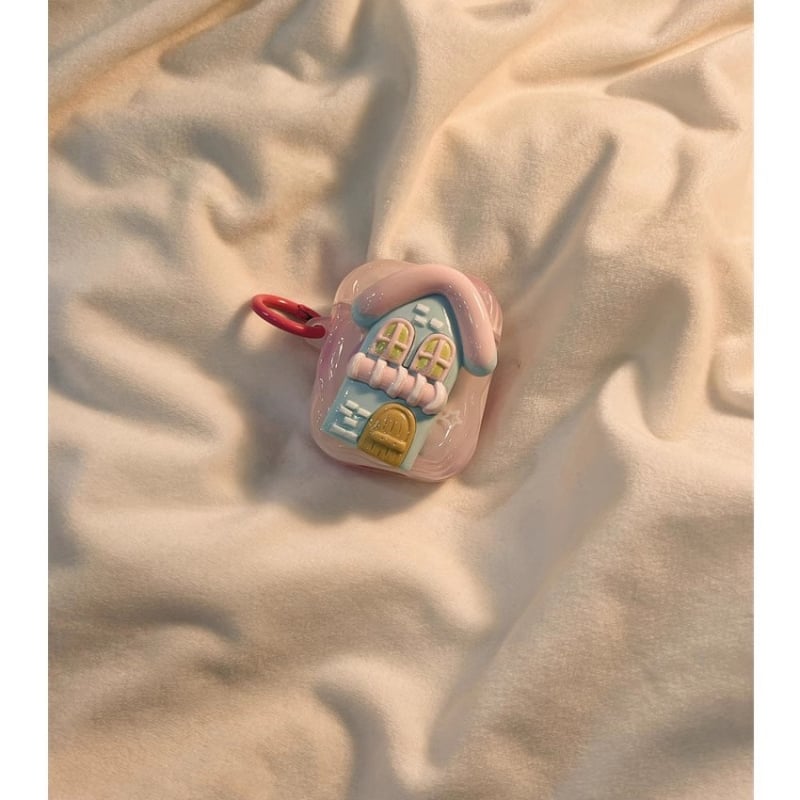 AirPods Pro триизмерен кейс във форма на къща, за 3-то поколение и съвместим с 4-то поколение, TPU тиснен релеф, мультяшен стил