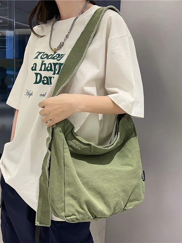 Vászon Tote táska, japán stílusú casual, cipzáras záródás, vízszintes négyzet alakú forma, belső bélés nélküli, zseb a mobiltelefon számára