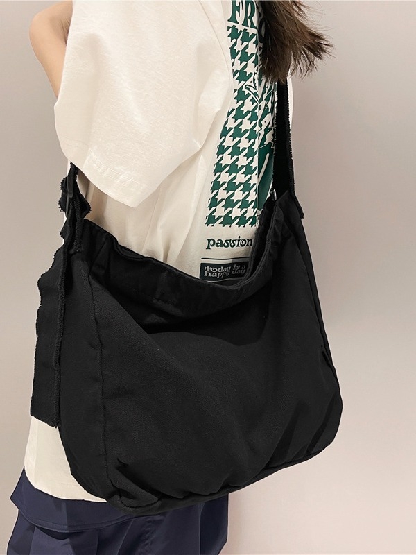 Vászon Tote táska, japán stílusú casual, cipzáras záródás, vízszintes négyzet alakú forma, belső bélés nélküli, zseb a mobiltelefon számára