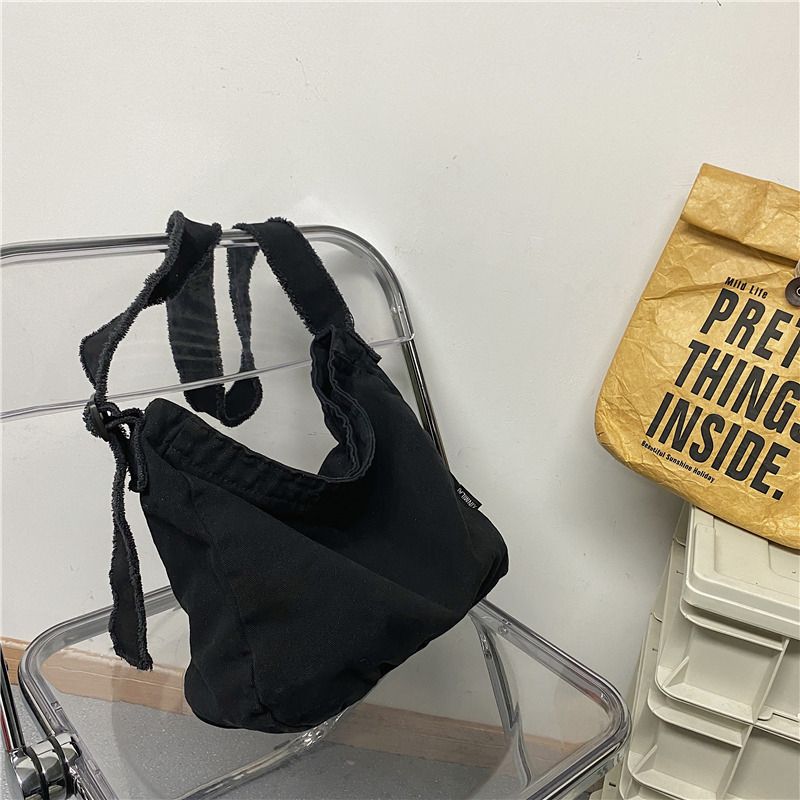 Vászon Tote táska, japán stílusú casual, cipzáras záródás, vízszintes négyzet alakú forma, belső bélés nélküli, zseb a mobiltelefon számára