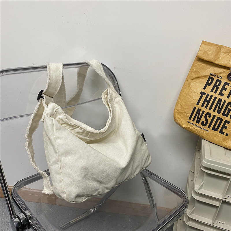 Vászon Tote táska, japán stílusú casual, cipzáras záródás, vízszintes négyzet alakú forma, belső bélés nélküli, zseb a mobiltelefon számára