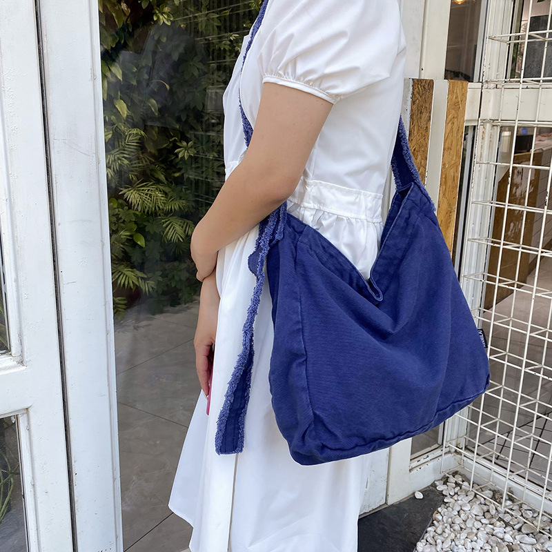 Vászon Tote táska, japán stílusú casual, cipzáras záródás, vízszintes négyzet alakú forma, belső bélés nélküli, zseb a mobiltelefon számára