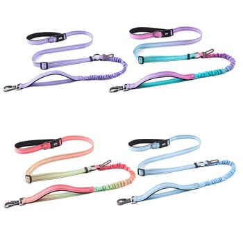 Кучешка каишка от полиестер с презрамка през тялото, ръцете свободни, за разходки на открито, рефлективна и разширяема, удароустойчива функция