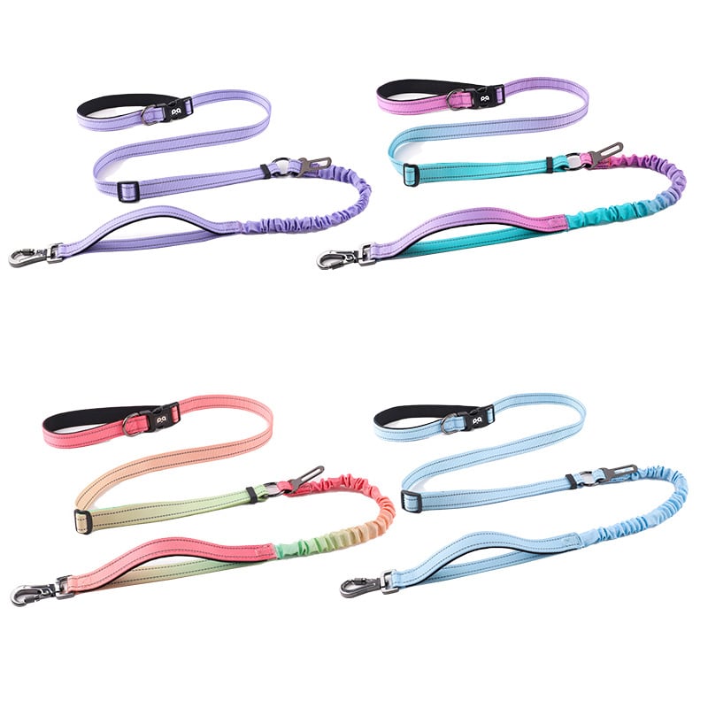 Кучешка каишка от полиестер с презрамка през тялото, ръцете свободни, за разходки на открито, рефлективна и разширяема, удароустойчива функция