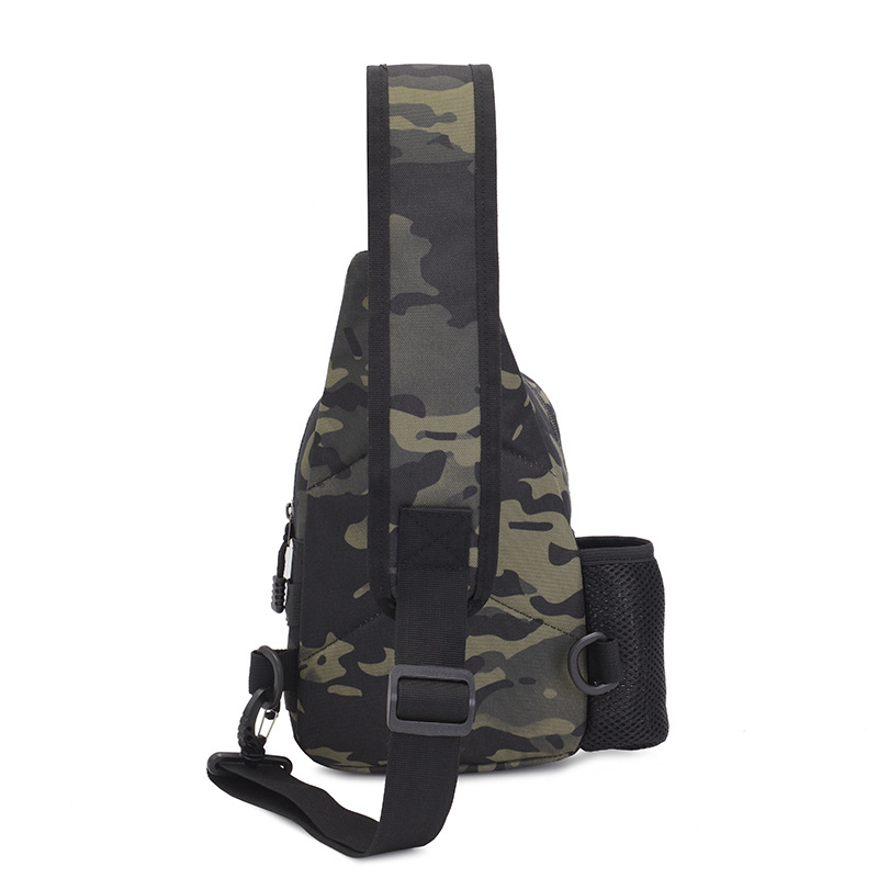 Muška kamuflažna taktička torba za prsa za vožnju biciklom i vanjske aktivnosti — Oxford tkanina, maskirani uzorak, prozračna, vodootporna, ultra lagana, poliester podstava