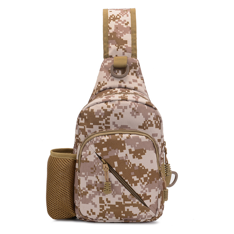 Muška kamuflažna taktička torba za prsa za vožnju biciklom i vanjske aktivnosti — Oxford tkanina, maskirani uzorak, prozračna, vodootporna, ultra lagana, poliester podstava