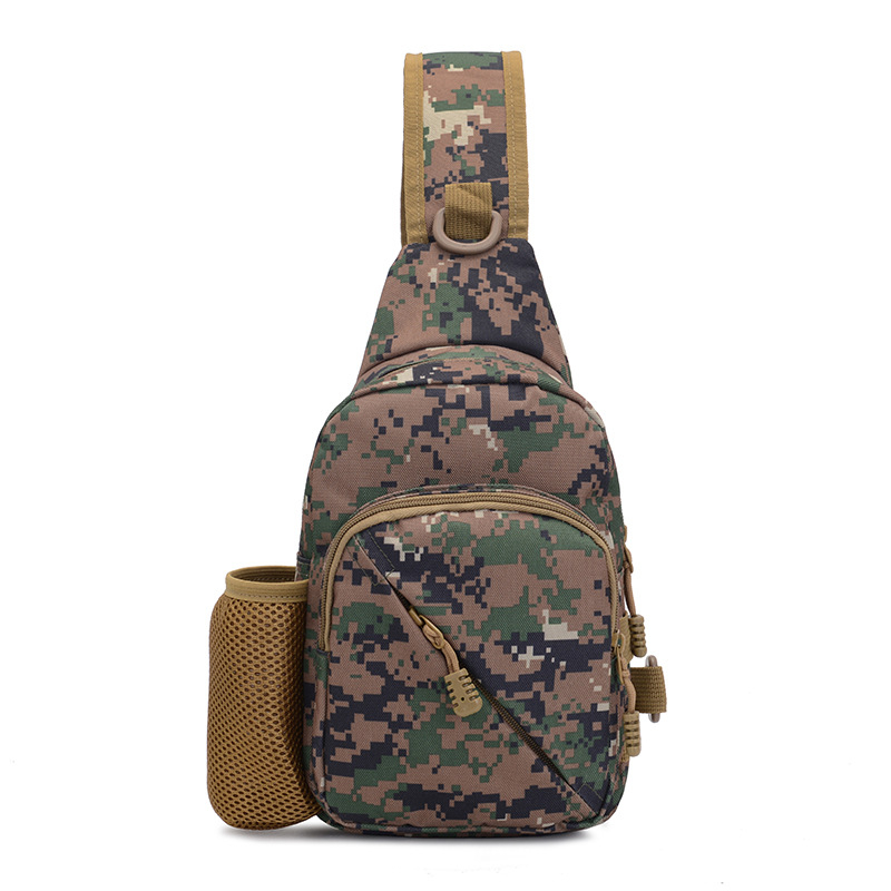 Muška kamuflažna taktička torba za prsa za vožnju biciklom i vanjske aktivnosti — Oxford tkanina, maskirani uzorak, prozračna, vodootporna, ultra lagana, poliester podstava