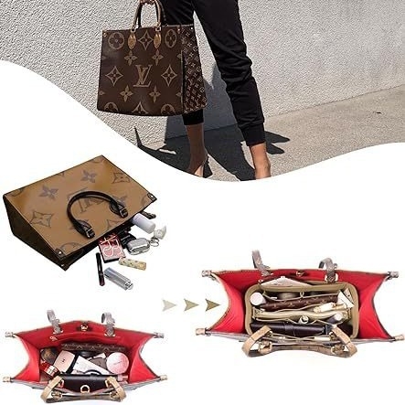 Фелт вложка-органайзер за портфейл с метален цип – организатор за карти за пътуване, формер за чанти тип tote