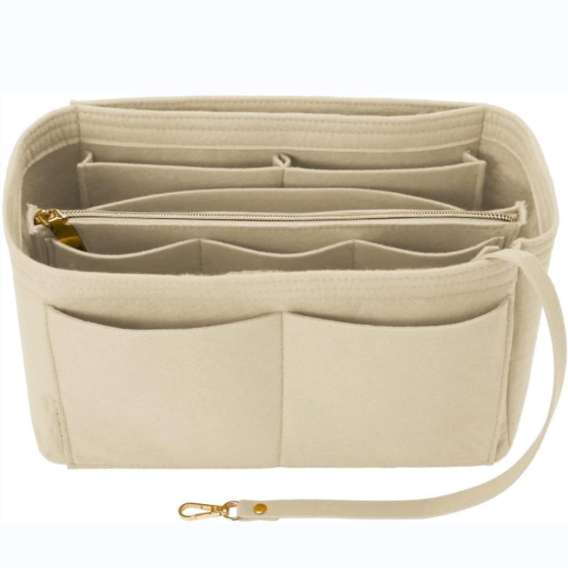 Фелт вложка-органайзер за портфейл с метален цип – организатор за карти за пътуване, формер за чанти тип tote